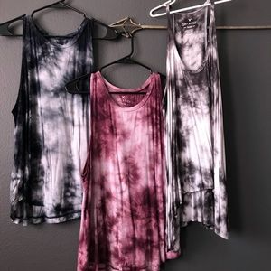 Tie dye tops: 2 tanks tops & 1 spaghetti strap